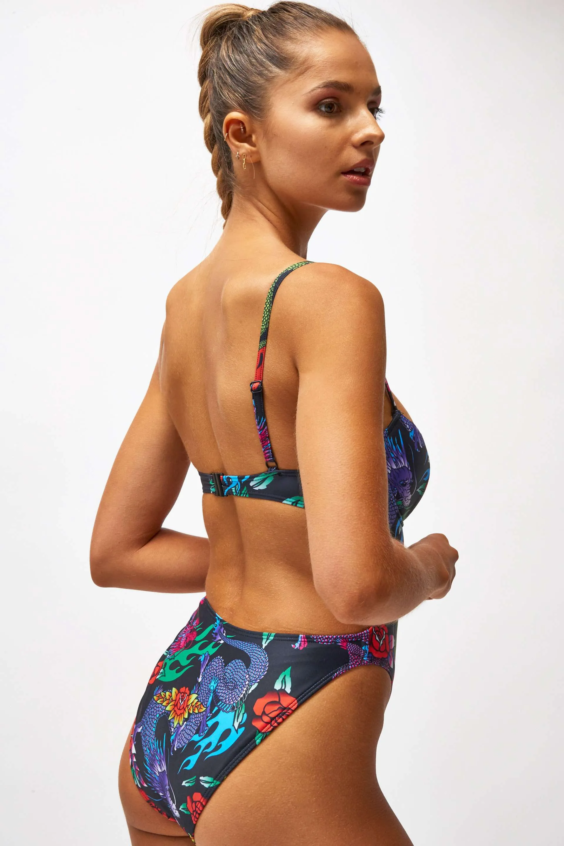 Dragon Print Extreme Cup Detail Swimsuit