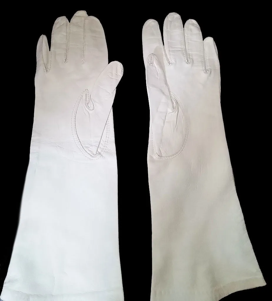 ELEGANT VINTAGE ‘50s / ‘60s LONG SWIRL WEDDING LEATHER GLOVES