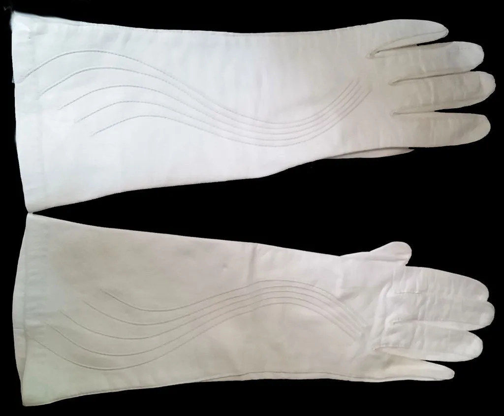 ELEGANT VINTAGE ‘50s / ‘60s LONG SWIRL WEDDING LEATHER GLOVES