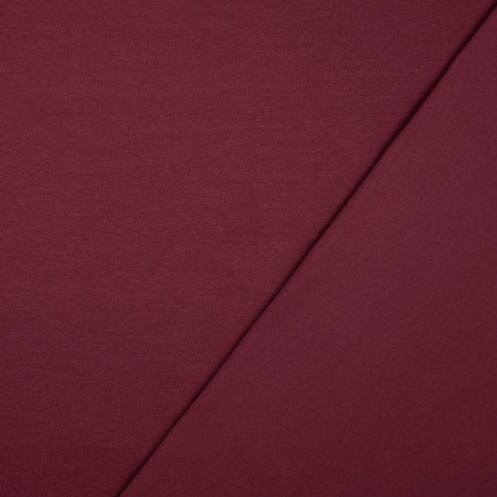 Essential Chic Aubergine Plain Cotton Jersey Fabric WITH FAULT (pull lines at every 4cm)