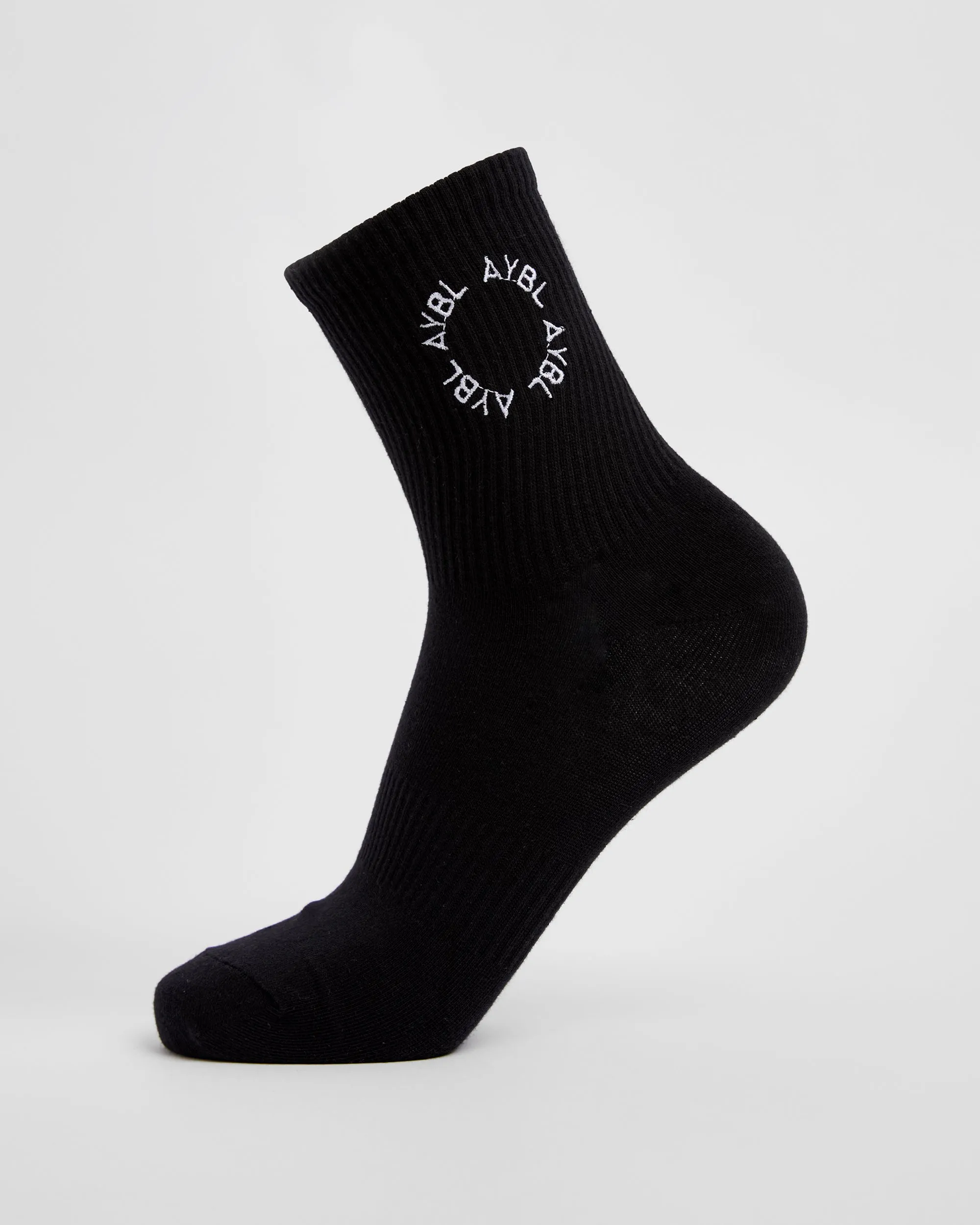 Everyday Embroidered Crew Socks (3 Pack) - Black