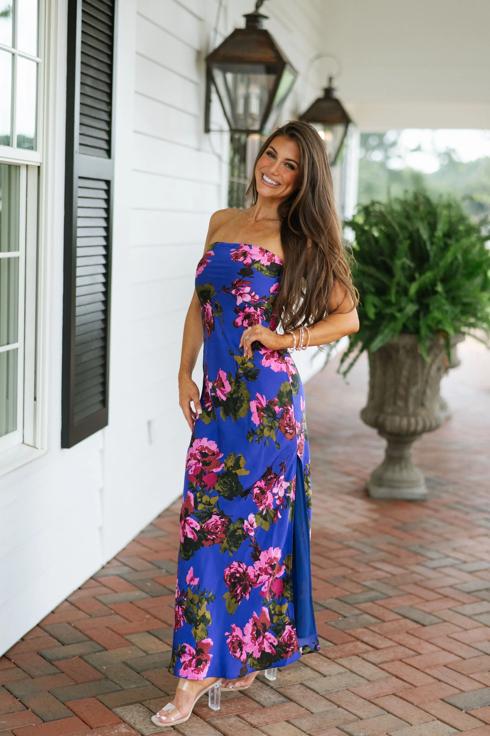 Ezra Strapless Dress-Midnight Floral