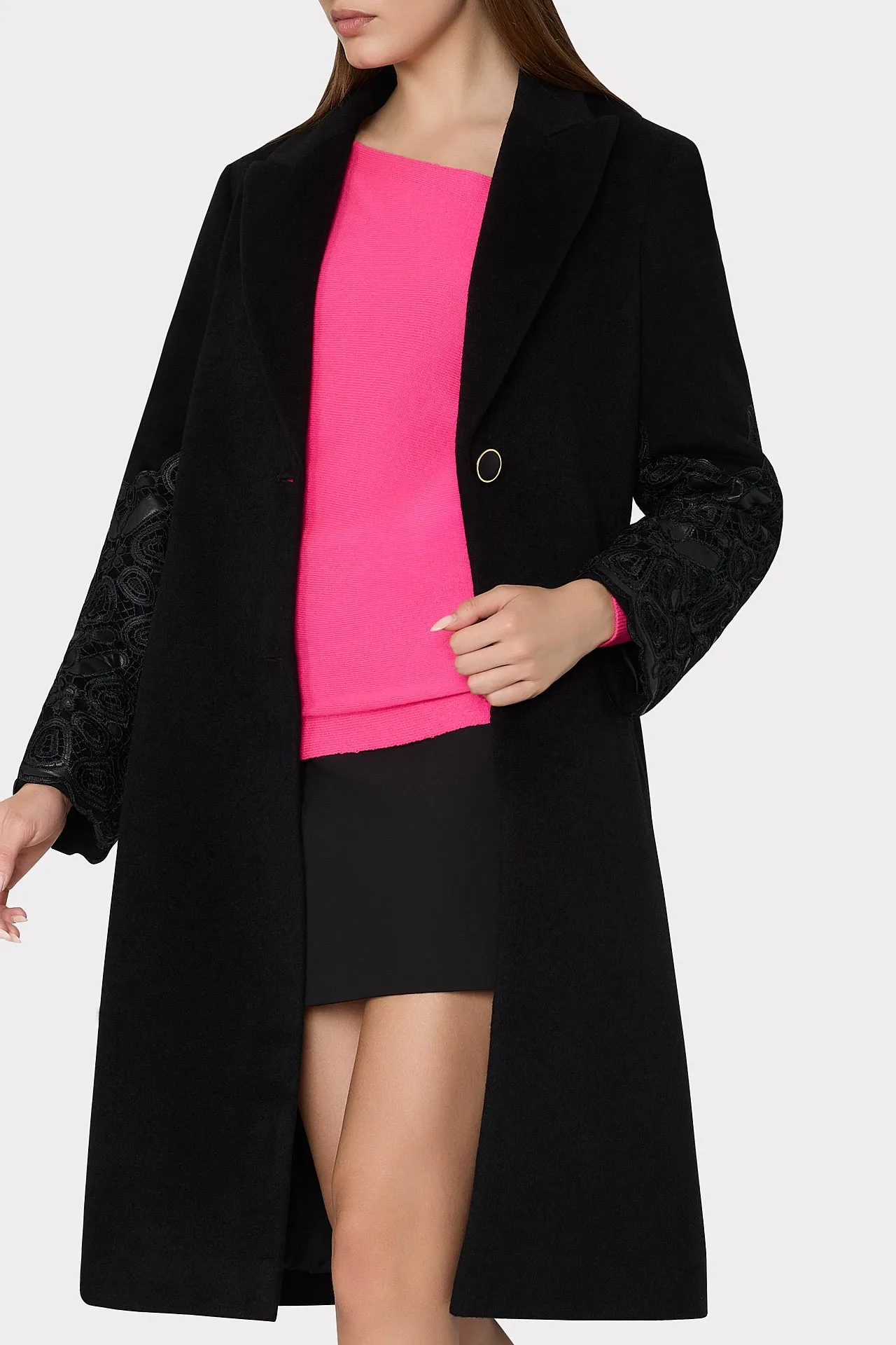 Faux Leather Sleeve Coat