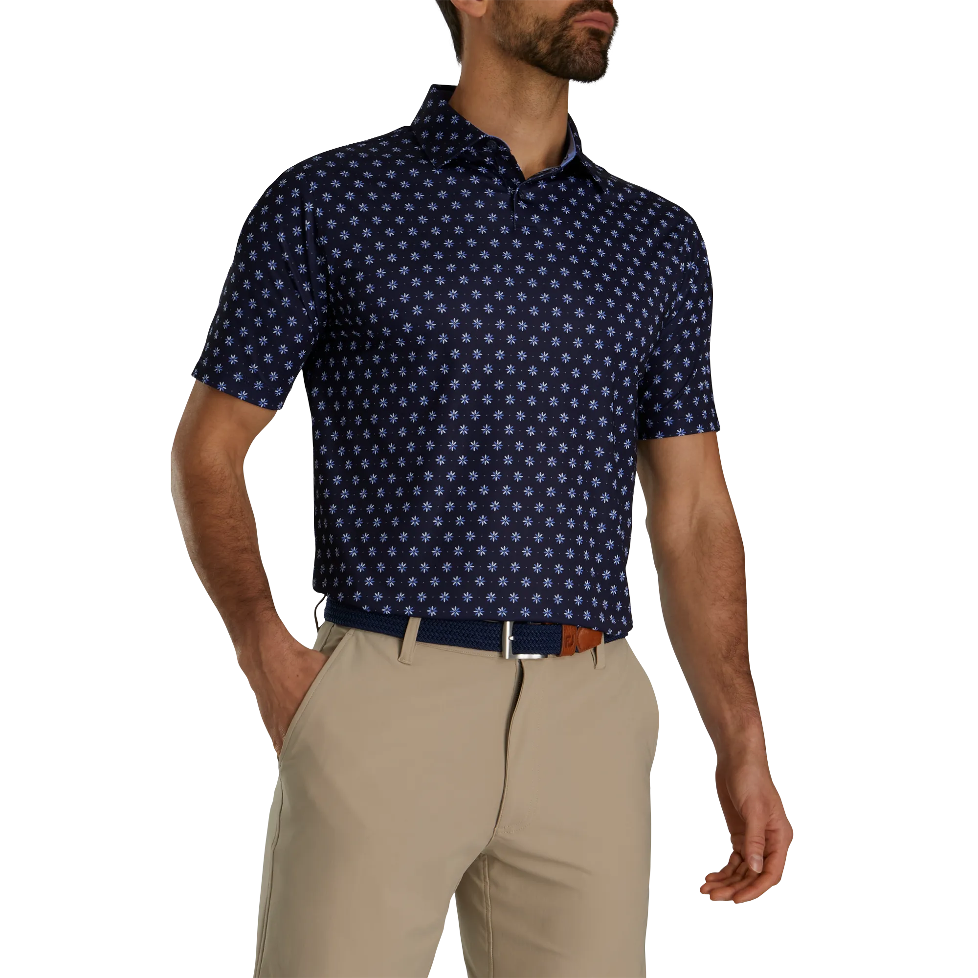 FootJoy Flower Foulard Lisle Self Collar Polo