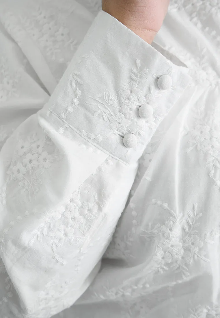 Francille Floral Eyelet Embroidery Blouse