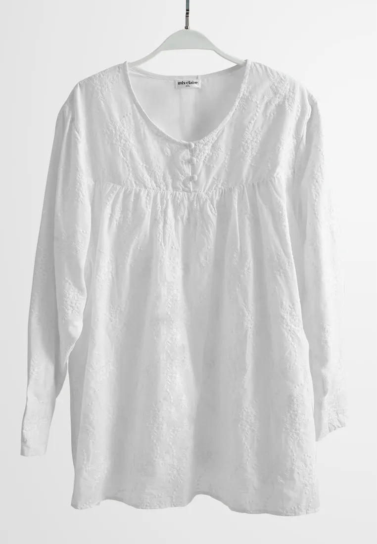 Francille Floral Eyelet Embroidery Blouse