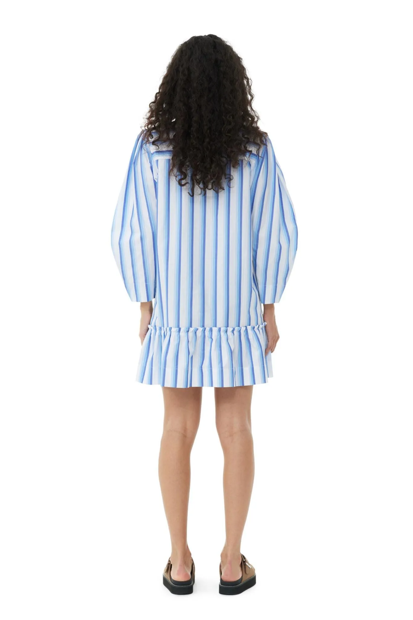 Ganni Stripe Cotton Mini Shirt Dress