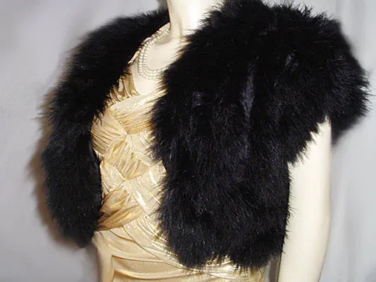 *GLAMOROUS FABULOUS FLUFFY BLACK MARABOU FEATHER EVENING JACKET OR BED JACKET