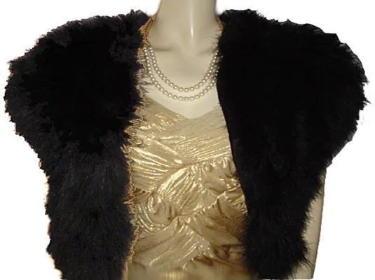 *GLAMOROUS FABULOUS FLUFFY BLACK MARABOU FEATHER EVENING JACKET OR BED JACKET