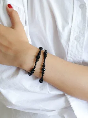 Gradient Black Agates Bead Bracelet