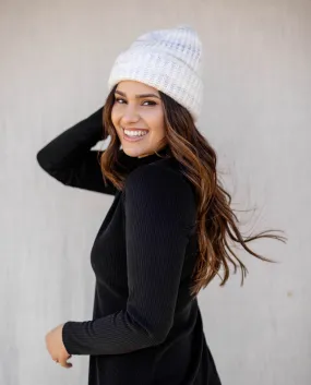 Gradient Knit Beanie in Ivory FINAL SALE