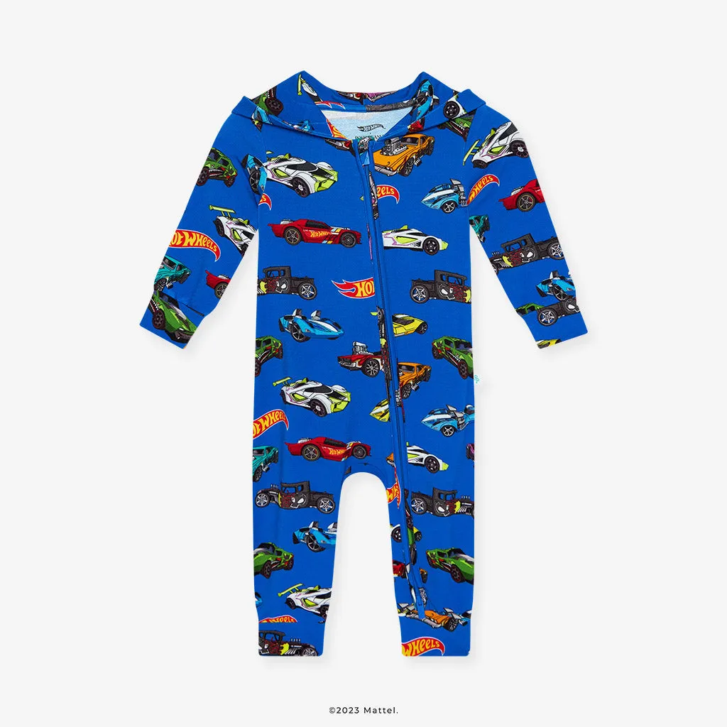 Hot Wheels™ French Terry Long Sleeve Zippered Hooded Romper