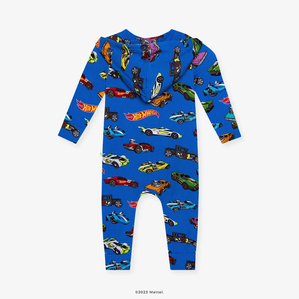 Hot Wheels™ French Terry Long Sleeve Zippered Hooded Romper