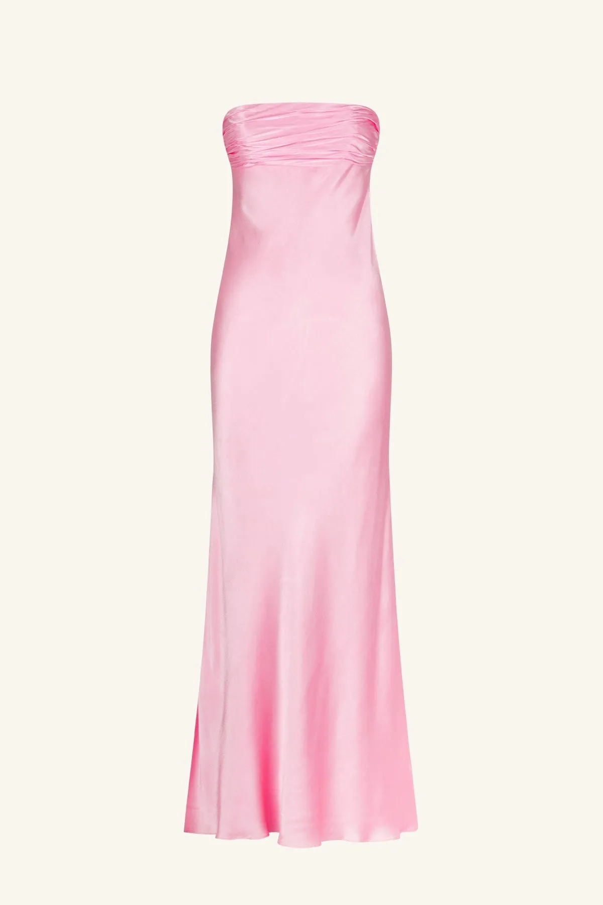 LA LUNE STRAPLESS RUCHED BODICE MAXI DRESS - PEONY