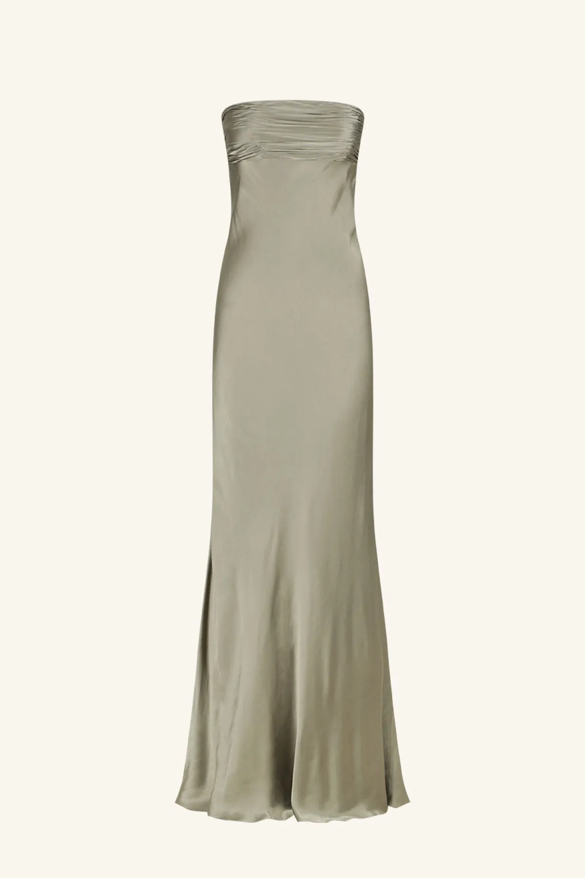 LA LUNE STRAPLESS RUCHED BODICE MAXI DRESS - SAGE