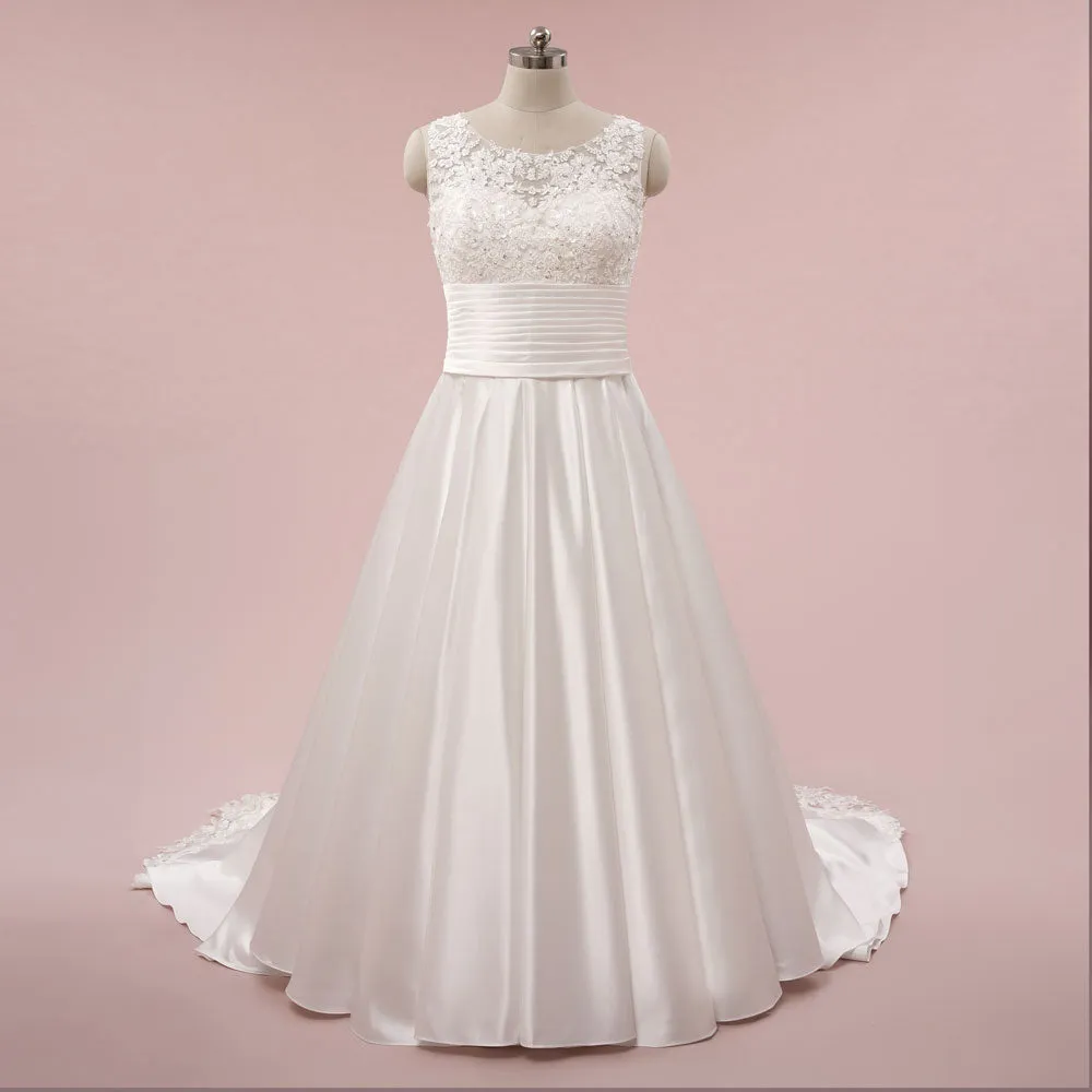 Lace Ball Gown Wedding Dress with Satin Skirt MIRADA