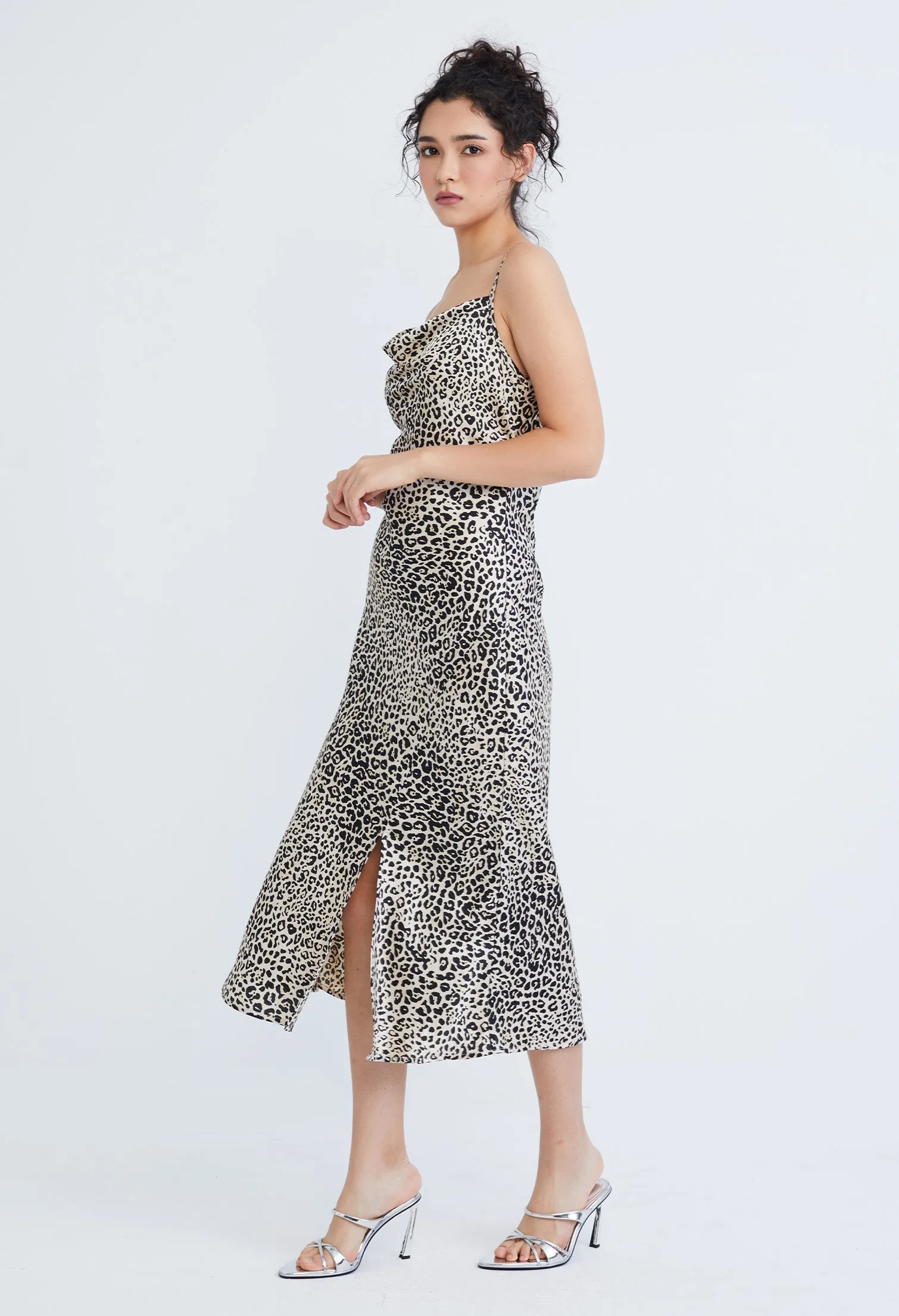 Leopard Spotted Midi Slip Dress