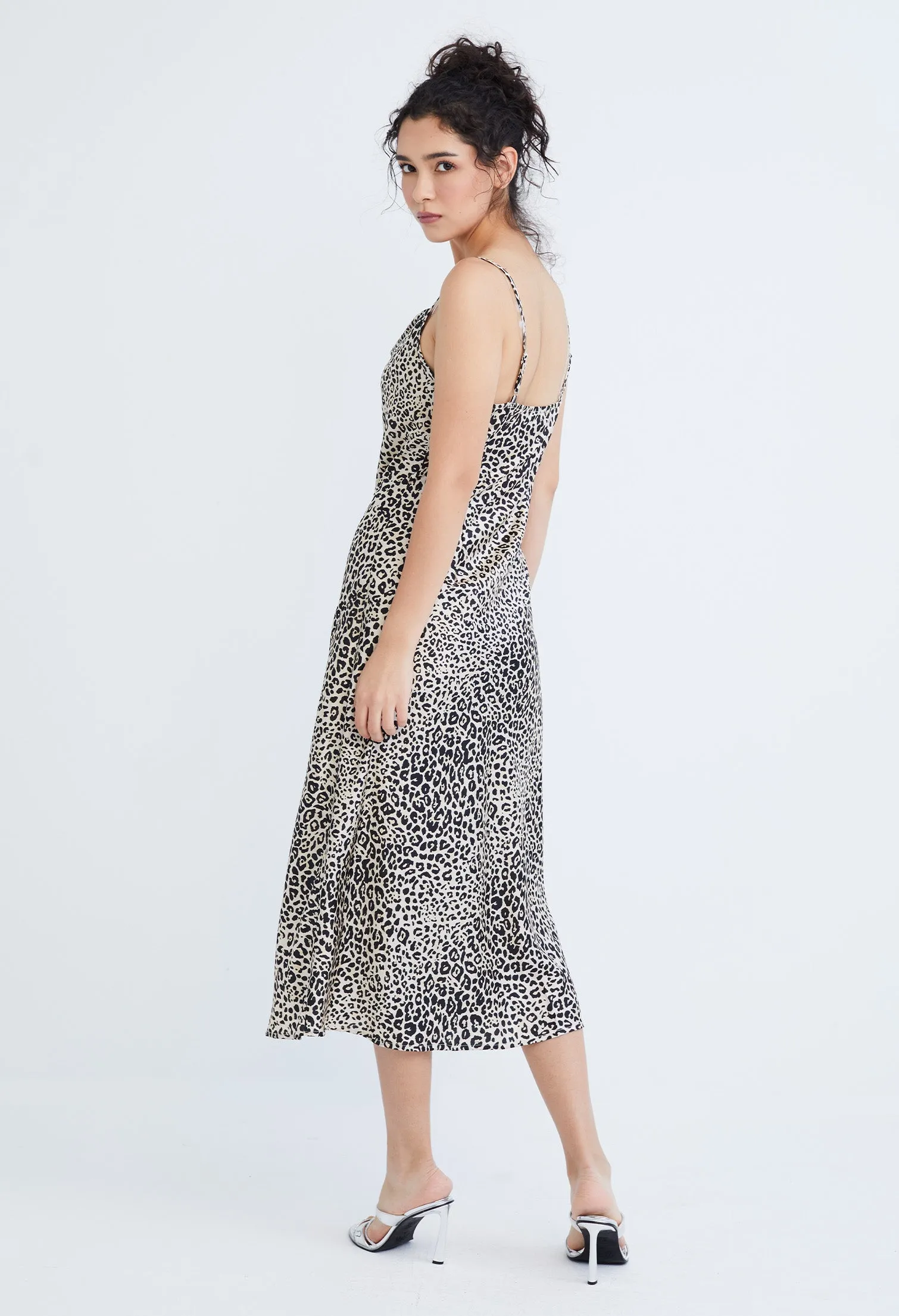 Leopard Spotted Midi Slip Dress