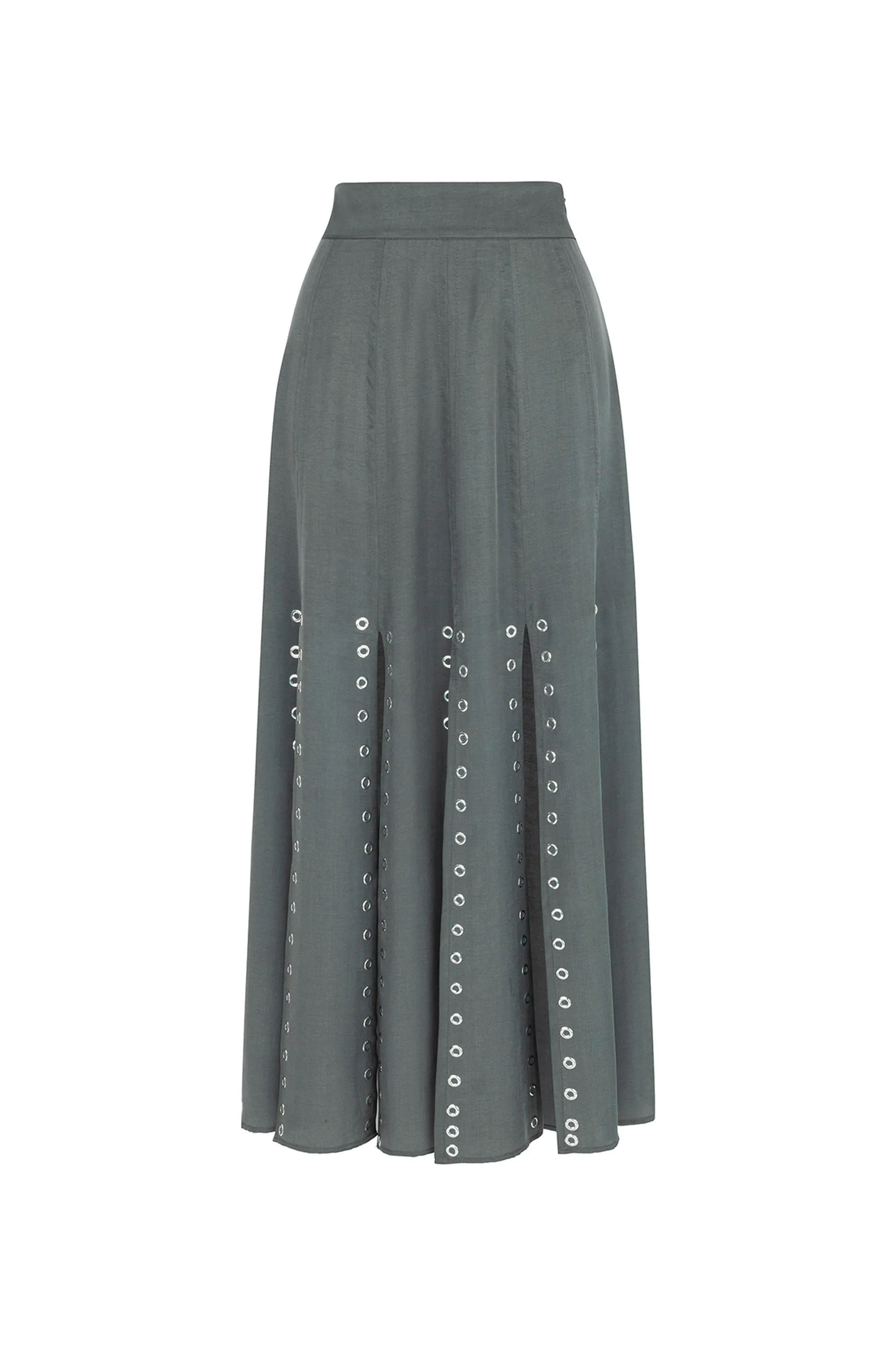 Long Eyelet Skirt with Slits