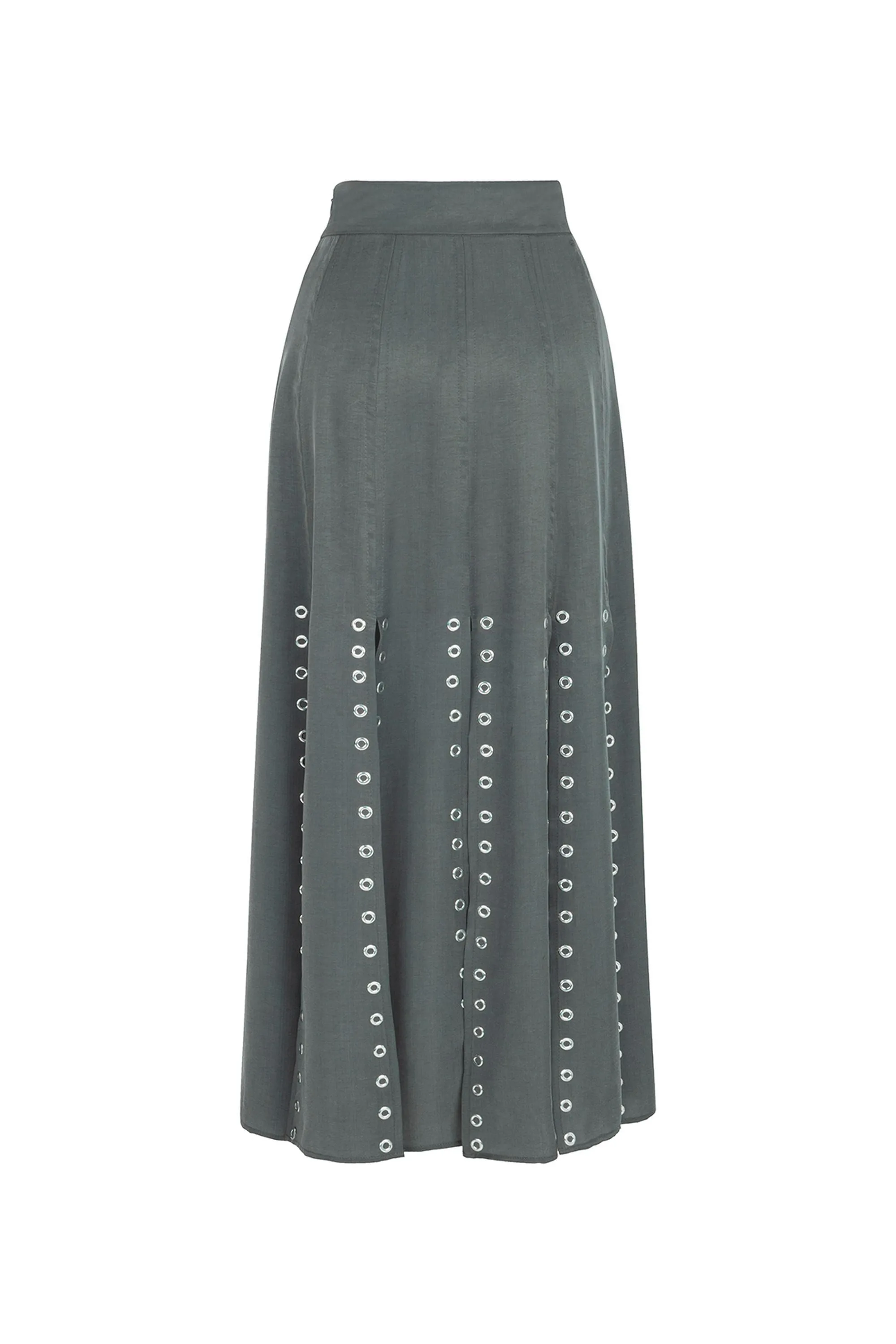 Long Eyelet Skirt with Slits