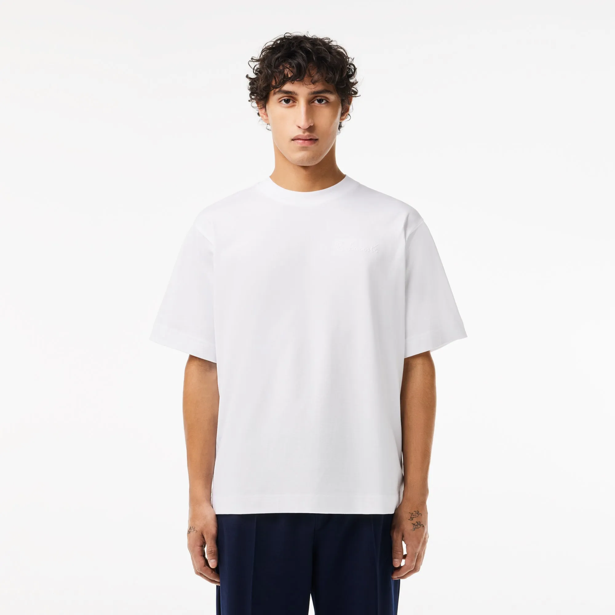 Loose Fit Heavy Cotton Lacoste Embroidery T-shirt