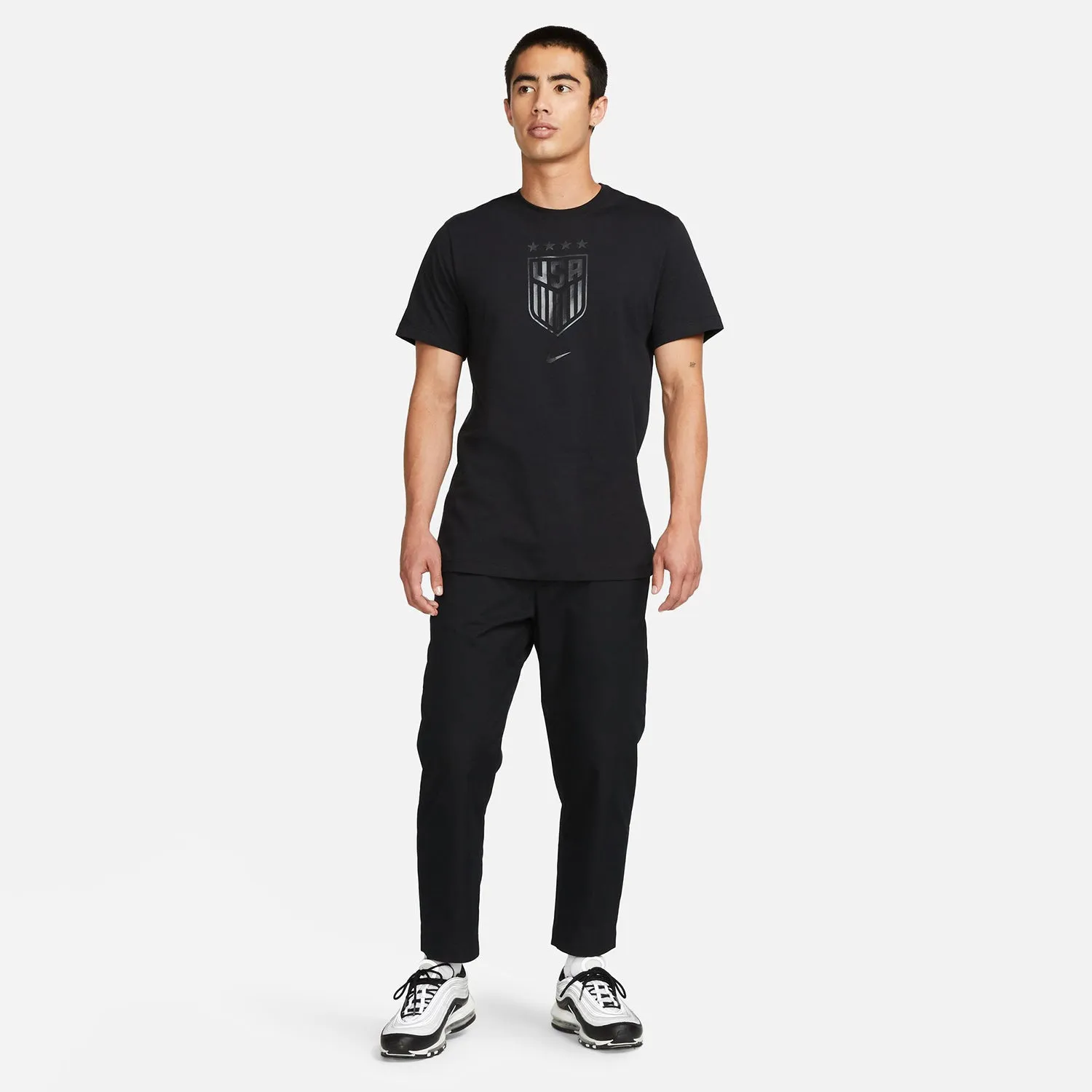 Men's Nike USWNT Black Monochrome Crest Tee