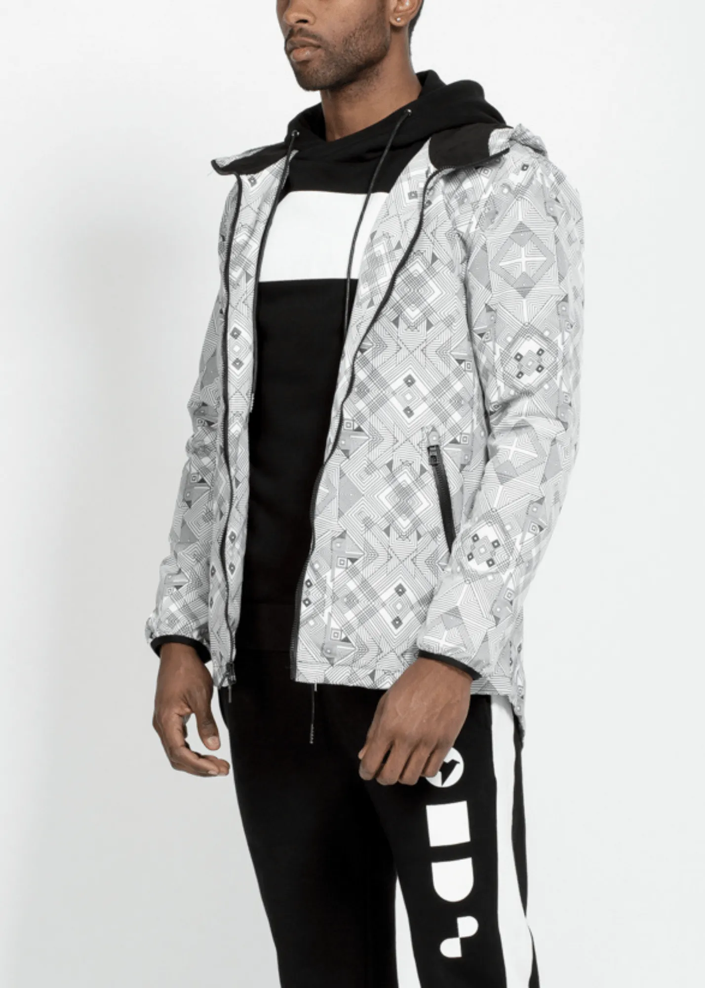 Men's Tech Graphic Windbreaker Jacket in White