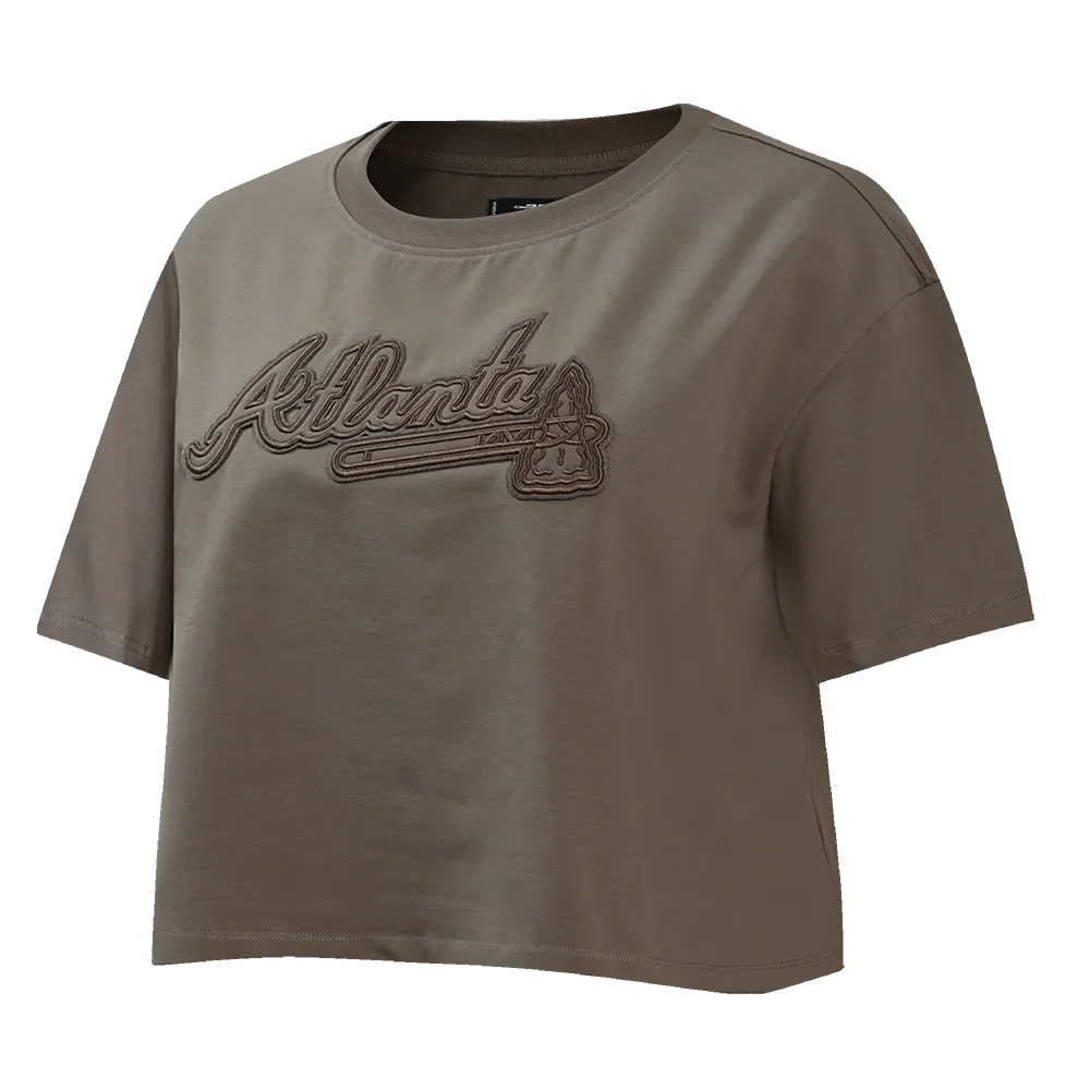 MLB ATLANTA BRAVES NEUTRAL WOMEN'S BOXY TEE (DARK TAUPE)