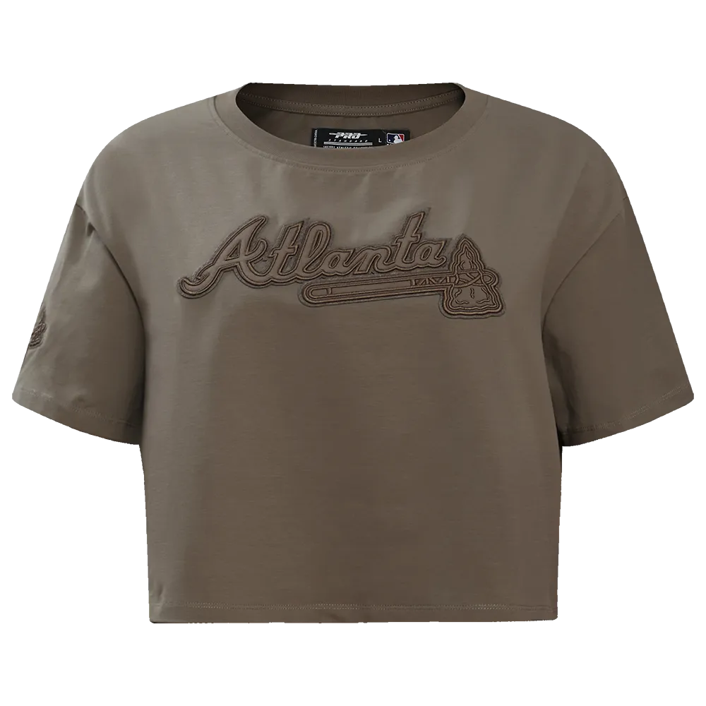 MLB ATLANTA BRAVES NEUTRAL WOMEN'S BOXY TEE (DARK TAUPE)