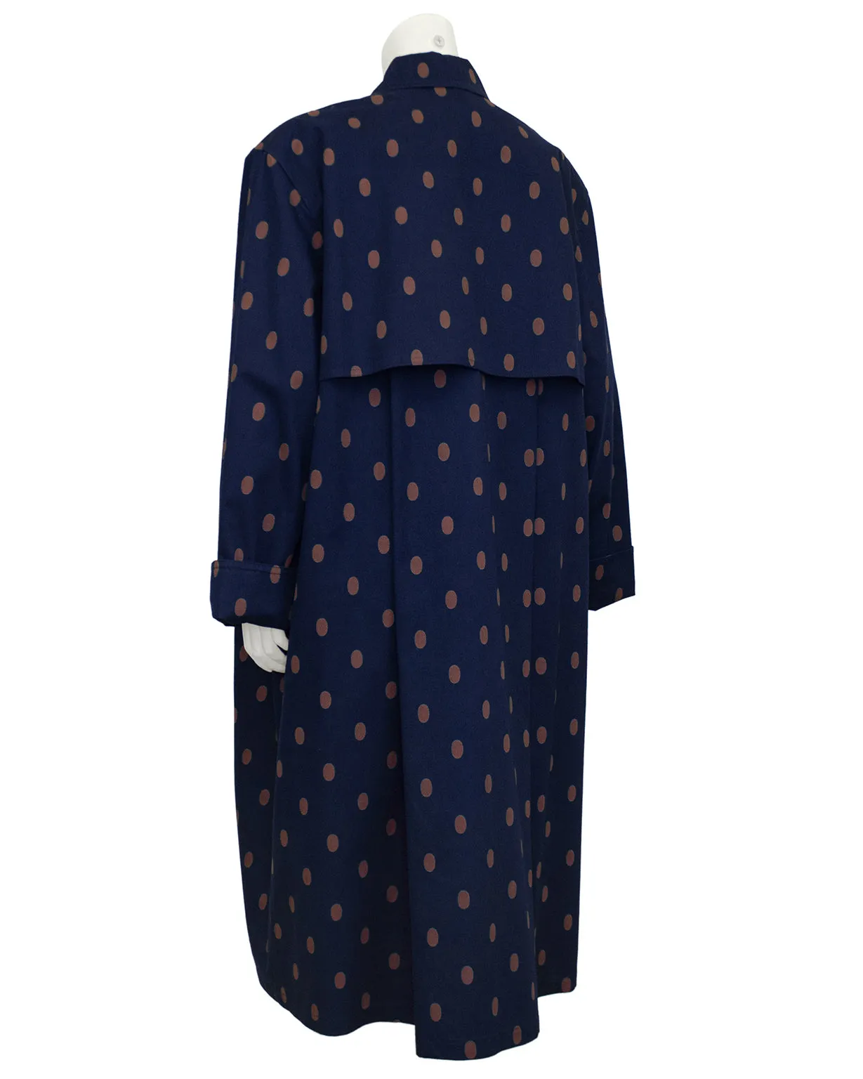 Navy and Brown Polka Dot Spring Weight Coat