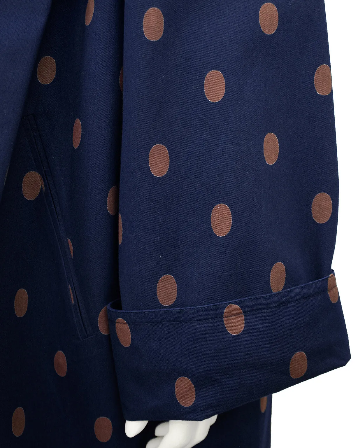 Navy and Brown Polka Dot Spring Weight Coat