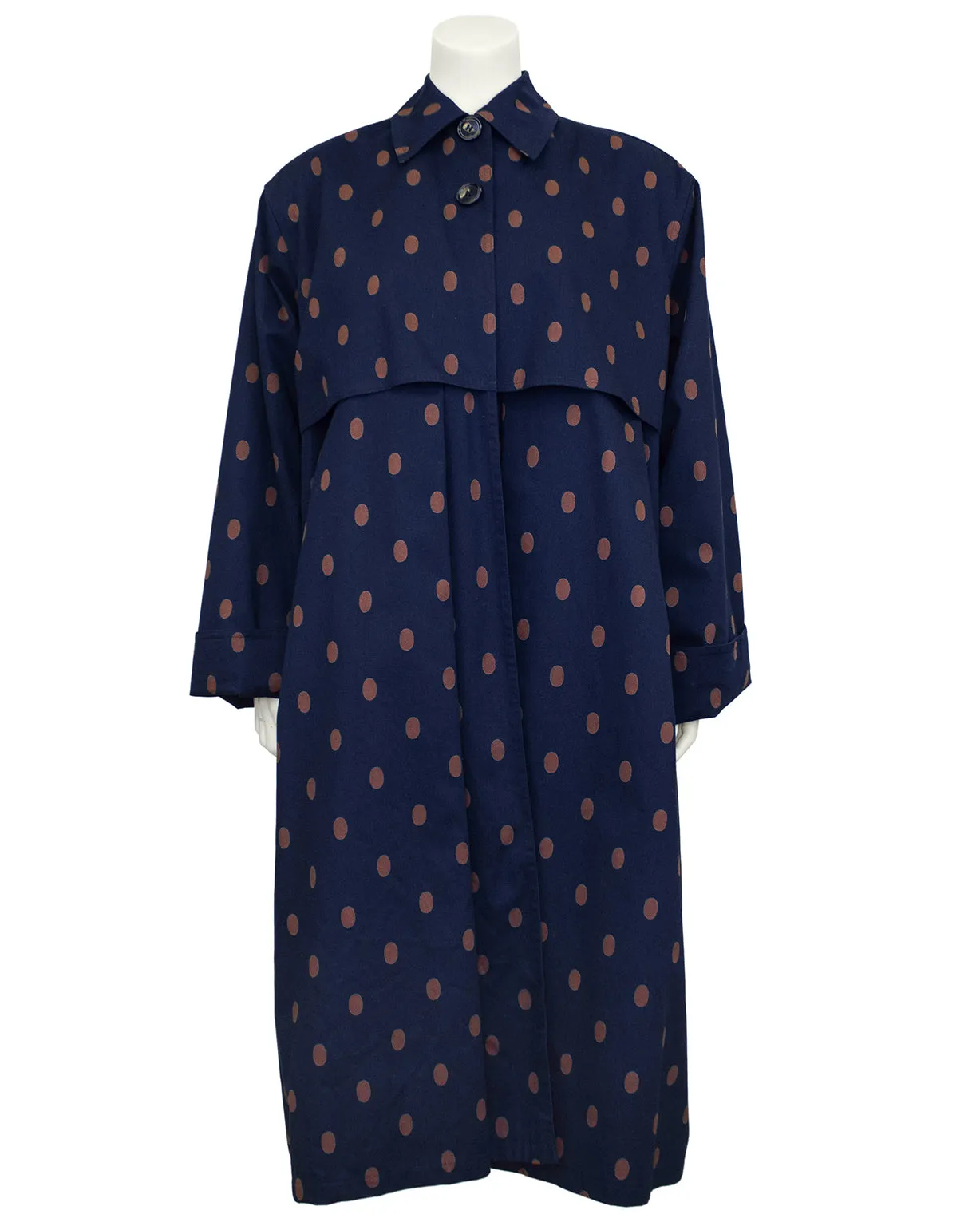 Navy and Brown Polka Dot Spring Weight Coat