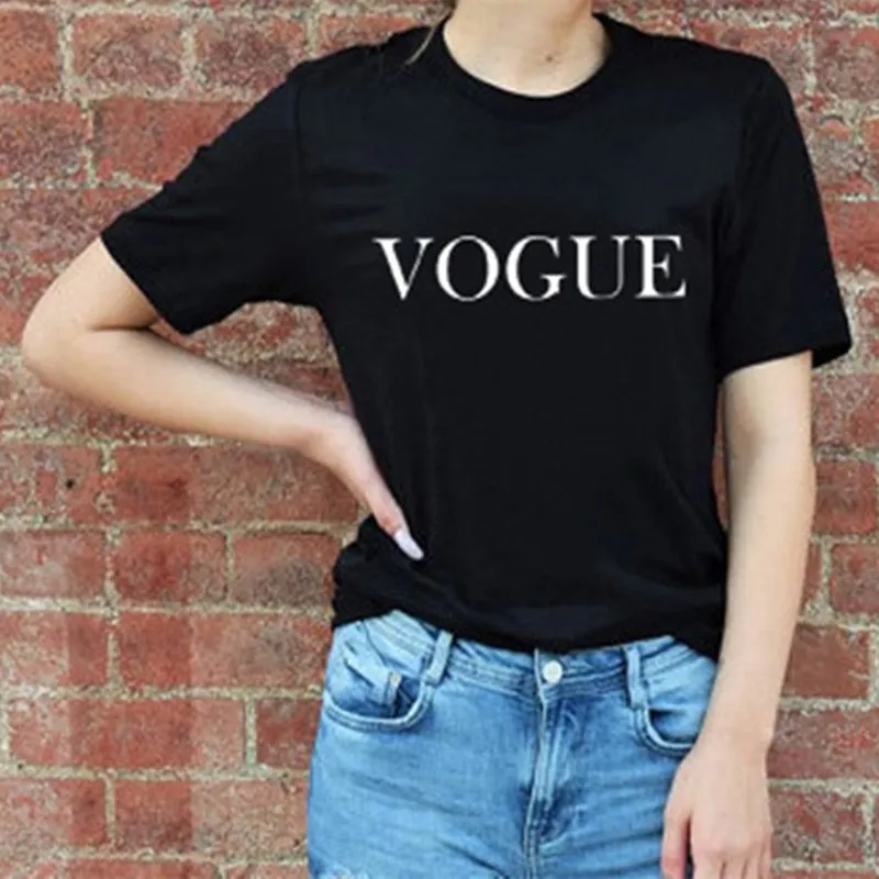 Plus Size S-XL Harajuku Summer T Shirt Women New Arrivals Fashion VOGUE Printed T-shirt Woman Tee Tops Casual Female T-shirts