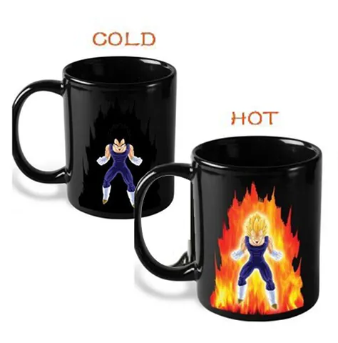 RARE DRAGON BALL Z SUPER SAIYAN VEGETA GOKU HEAT REACTIVE MUG CUP