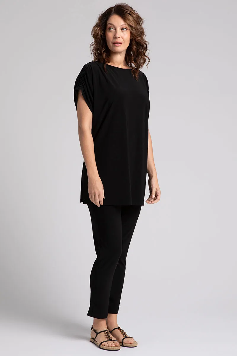 Revelry Tunic with Ruched Shoulder | Black