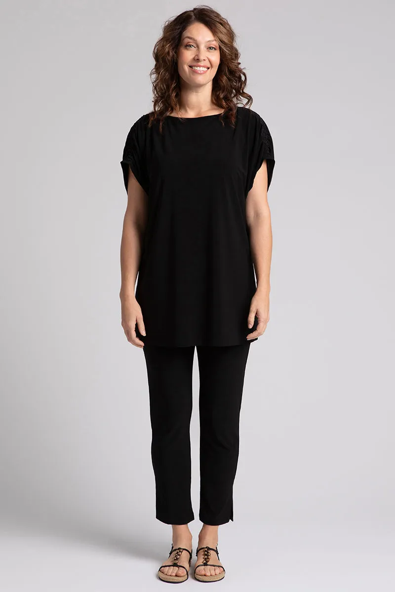 Revelry Tunic with Ruched Shoulder | Black