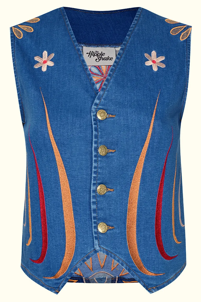 Revolution Blues Embroidered Denim Vest