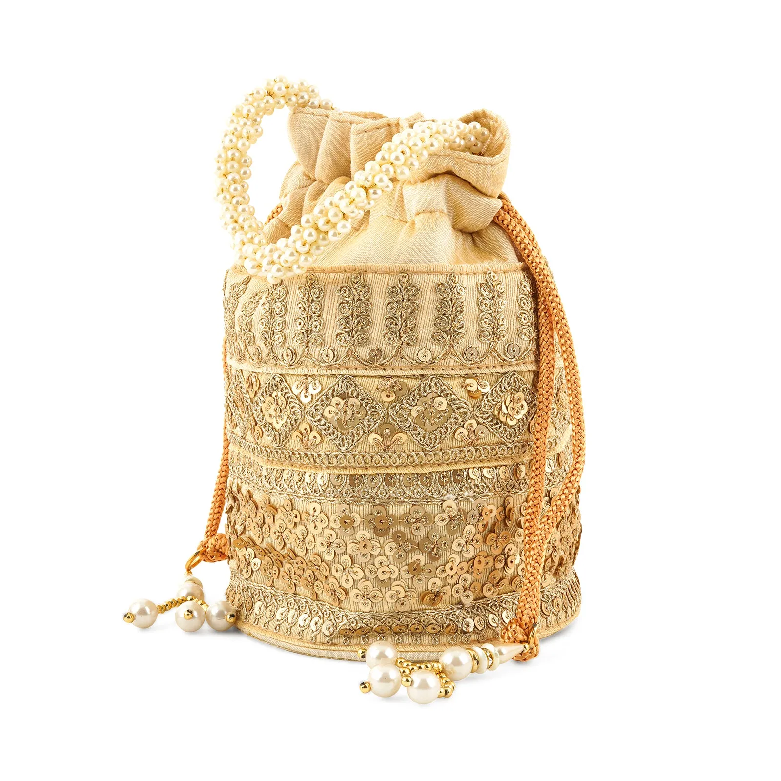 Royal Affair Bright Gold Embroidered Potli Bag