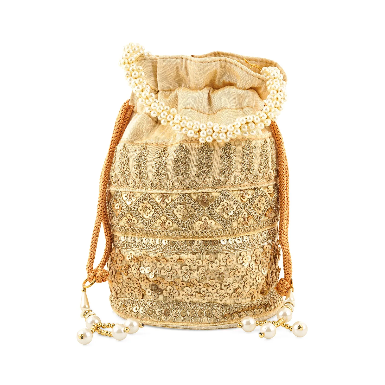 Royal Affair Bright Gold Embroidered Potli Bag