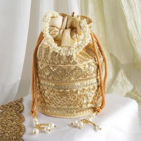 Royal Affair Bright Gold Embroidered Potli Bag