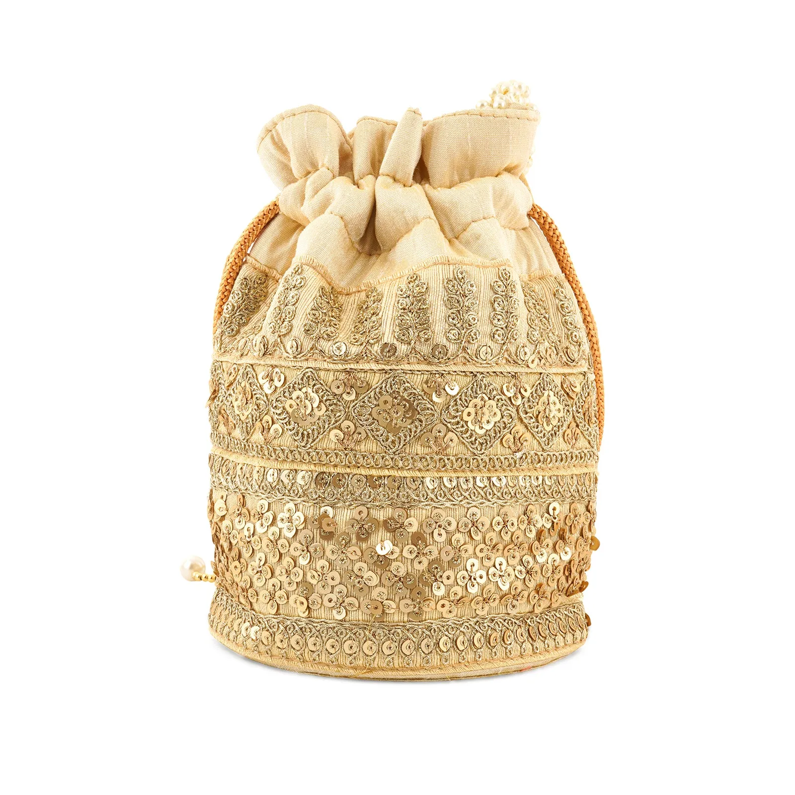 Royal Affair Bright Gold Embroidered Potli Bag