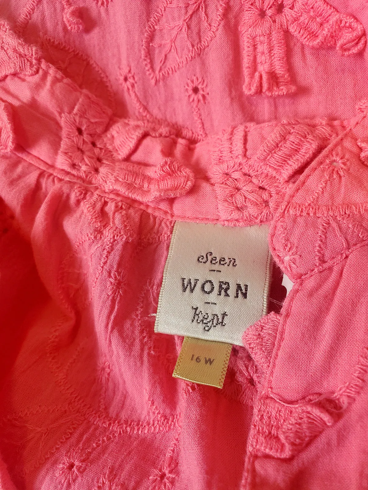 Seen Worn Kept Anthropologie Size 16W Pink Eyelet Shirt