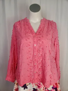 Seen Worn Kept Anthropologie Size 16W Pink Eyelet Shirt