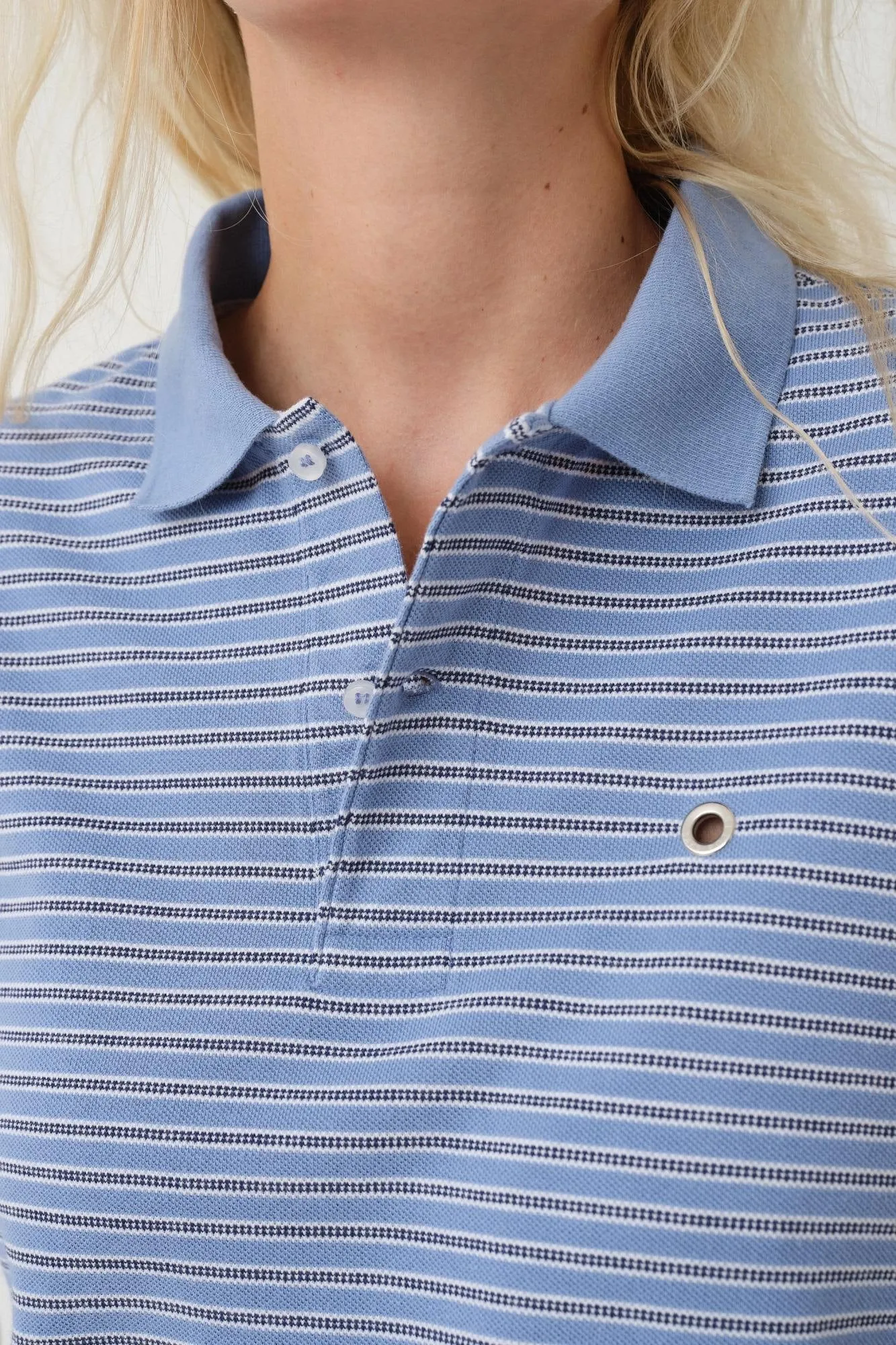 Serena Polo Shirt — Blue Stripe