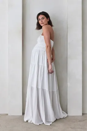 Shirred Strapless Gown