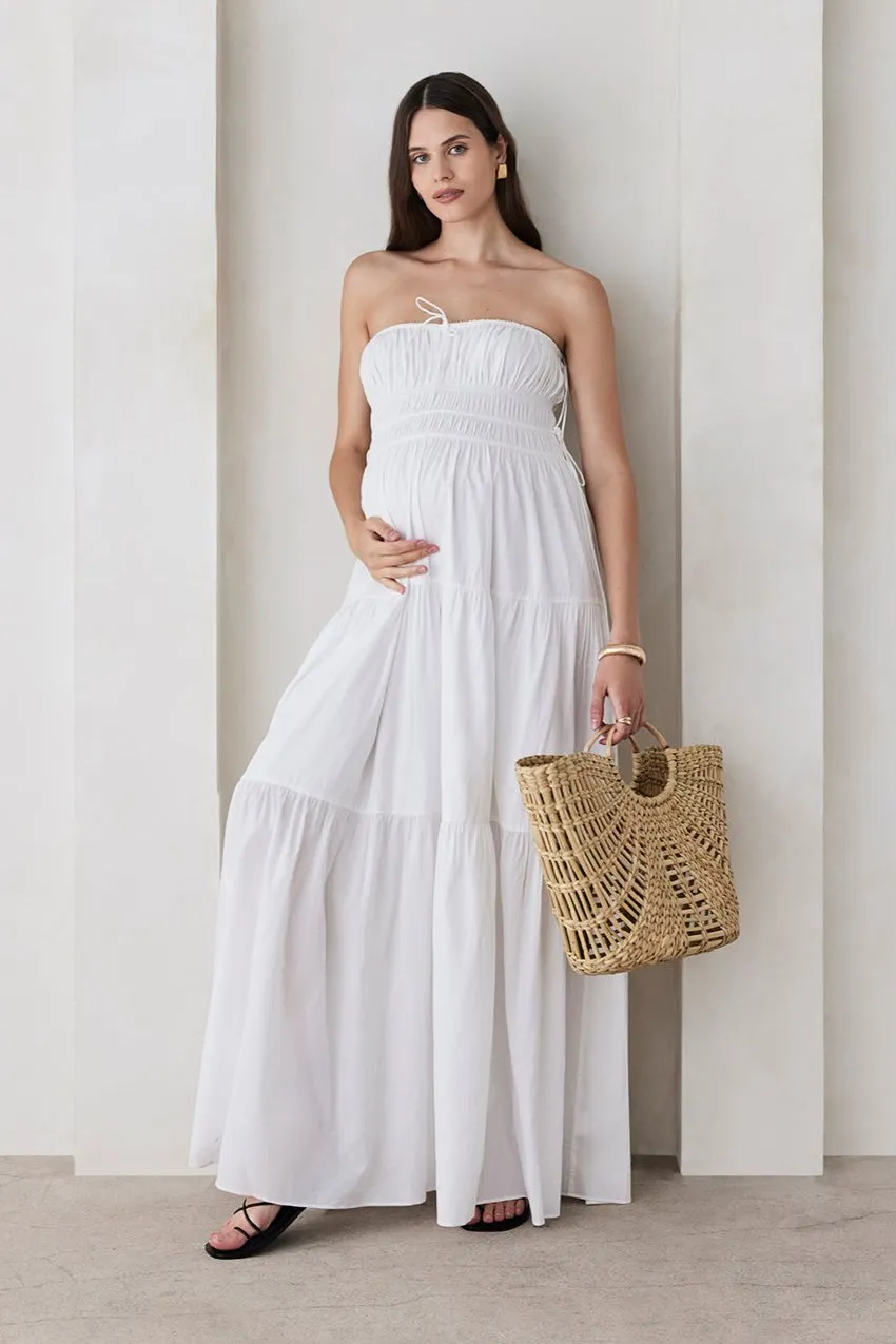 Shirred Strapless Gown