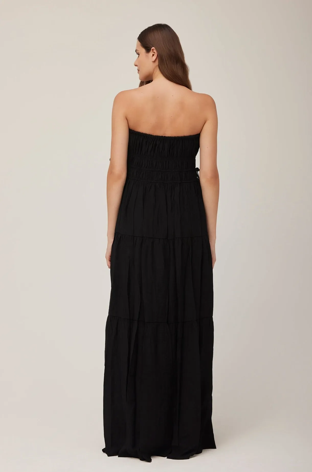 Shirred Strapless Gown