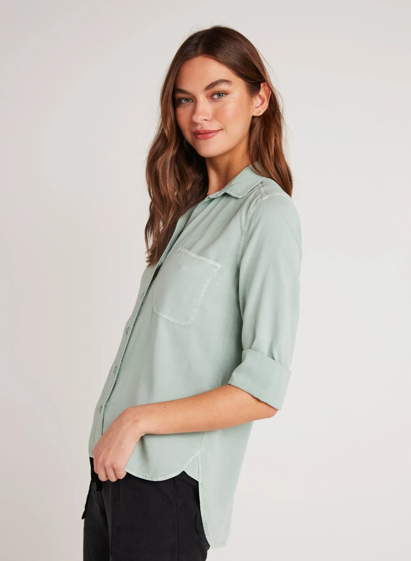 Shirt Tail Button Down - Oasis Green