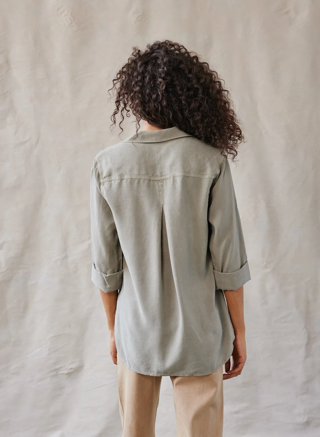 Shirt Tail Button Down - Soft Army