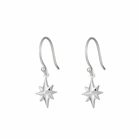 Silver North Star Hook Earrings